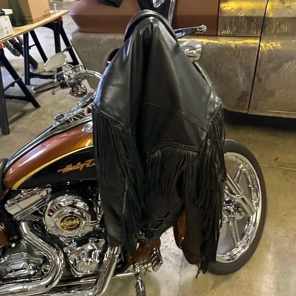 Fringe leather riding jacket